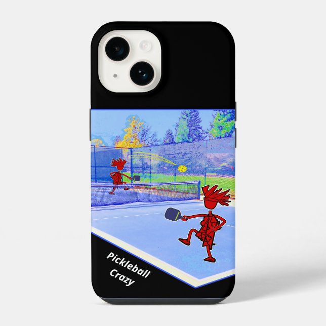 Coque iPhone Conception colorée folle de pickleball (Verso)