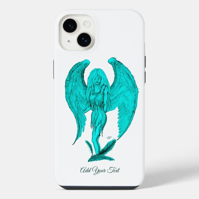 Coque iPhone Conception d'ange, de noir et de vert (Verso)