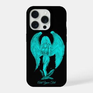 Coque iPhone 15 Pro Conception d'ange, noir et vert