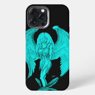 Etui iPhone 13 Pro Max conception d'ange, noir et vert