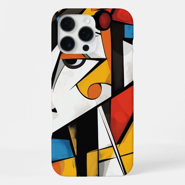 Coque iPhone Conception d'art abstrait cubiste dramatique (Verso)