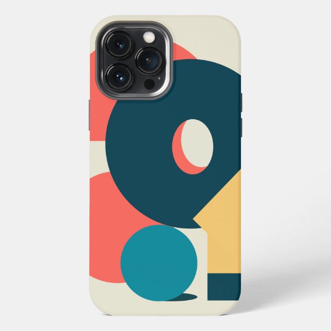 Coque iPhone Conception d'art géométrique abstrait rétro au ris (Verso)