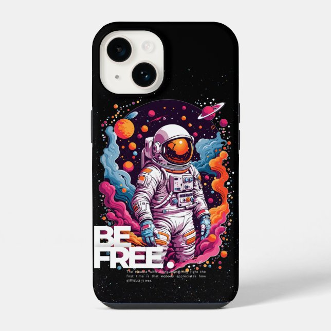 Coque iPhone Conception d'astronaute ÊTRE LIBRE (Verso)