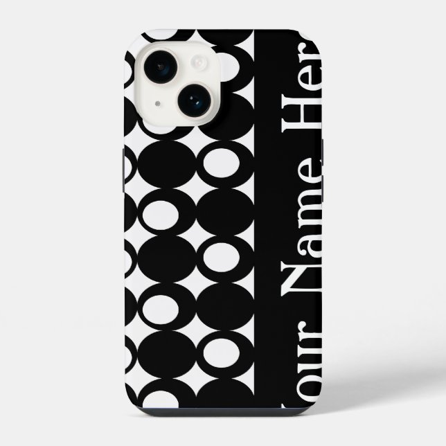 Coque iPhone Conception de balle mod noire avec nom (Verso)