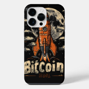 Coque Pour Pour iPhone 14 Pro Max Conception de Bitcoin hodl et fusée vers la lune