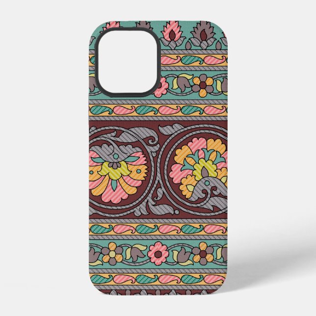 Coque iPhone Conception de bordure Mughal traditionnelleart, mo (Verso)