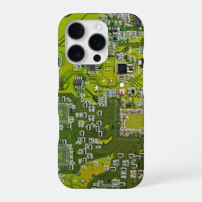 Coque iPhone Conception de carte de circuit imprimé vert clair  (Verso)