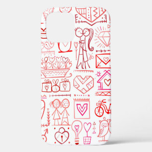 Coque iPhone 12 Conception de carte de la Saint-Valentin. Couture