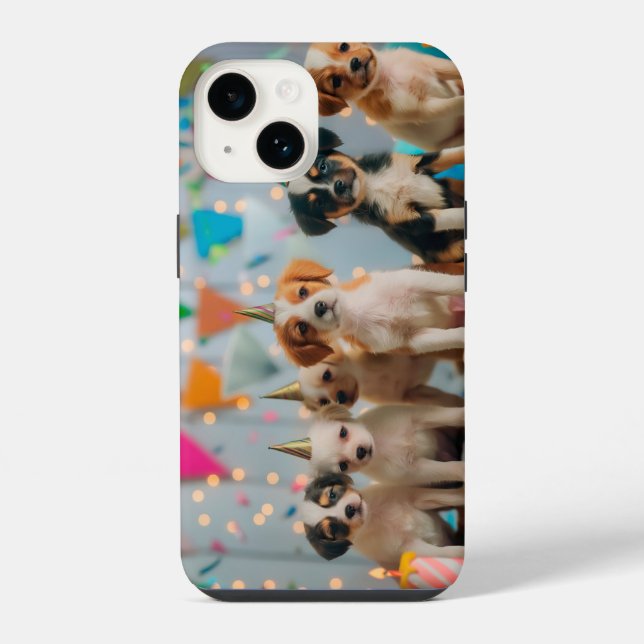 Coque iPhone Conception de célébration d'anniversaire de chiots (Verso)