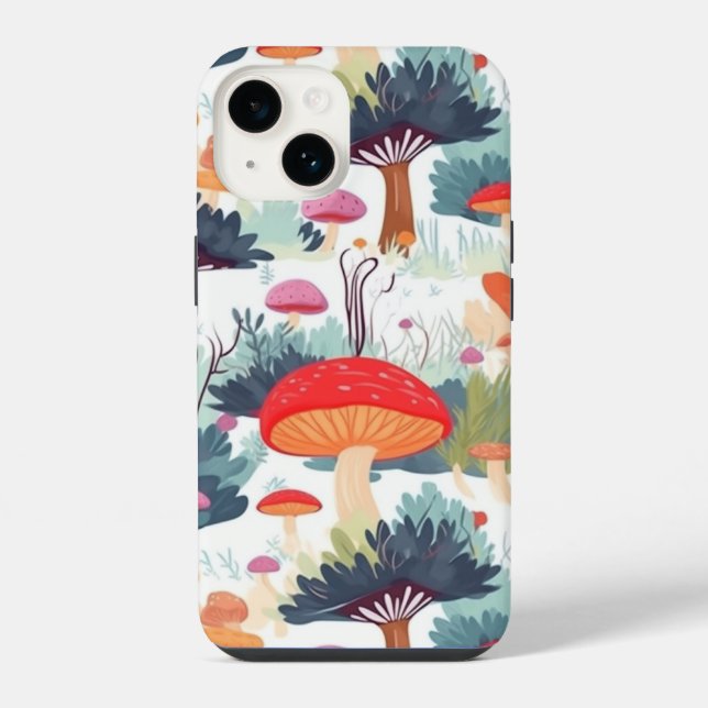 Coque iPhone Conception de champignon et d'arbre (Verso)