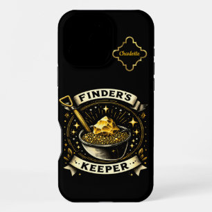 Coque iPhone 16 Pro Max Conception de chasse au trésor avec or et pelle