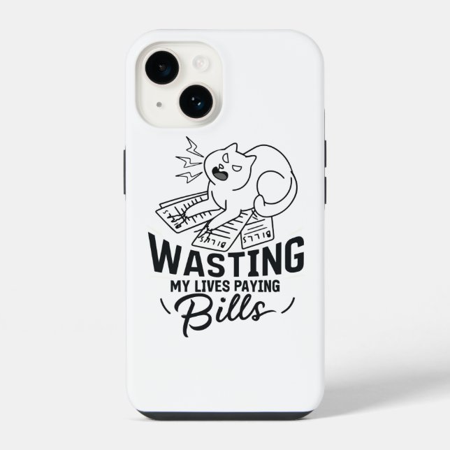 Coque iPhone Conception de chat drôle qui gaspille ma vie (Verso)