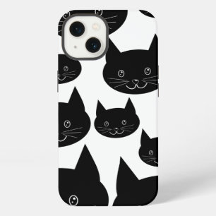 Etui iPhone 13 Conception de chat monochrome.