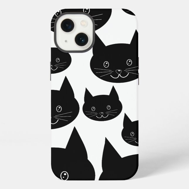 Coque iPhone Conception de chat monochrome. (Verso)