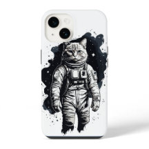 Conception de chat par astronaute d'encre noire