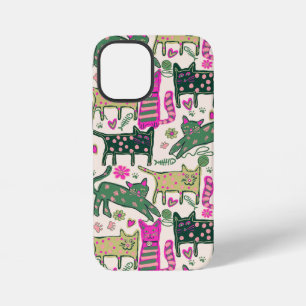 Coque iPhone 12 Mini Conception de chat rétro amusante