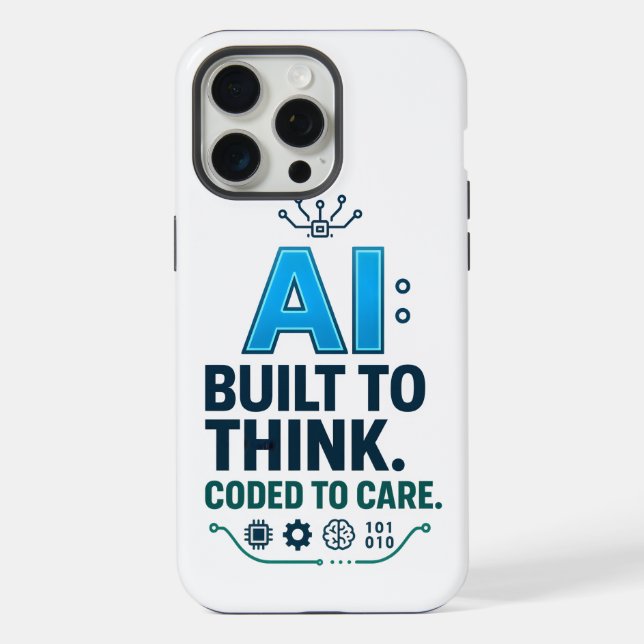 Coque iPhone Conception de citation IA – Construit pour penser, (Verso)