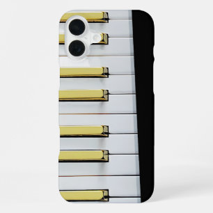 Coque iPhone 16 Plus Conception de clé en piano avec accents or