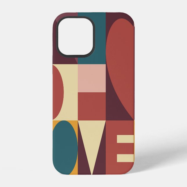 Coque iPhone Conception de cœur de la Saint-Valentin, fond abst (Verso)
