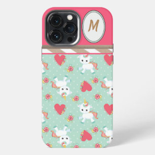 Etui iPhone 13 Pro Max Conception de Coeurs et Unicornes
