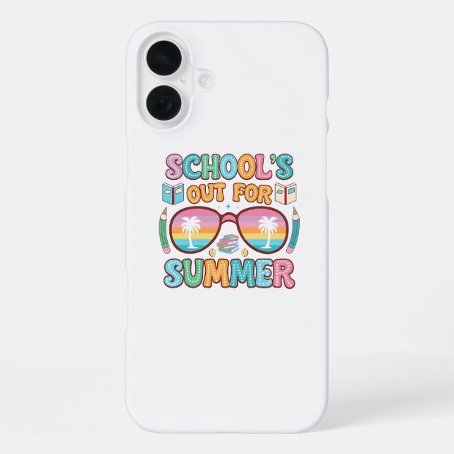 Coque iPhone Conception de coucher de soleil « L'école est fini (Verso)