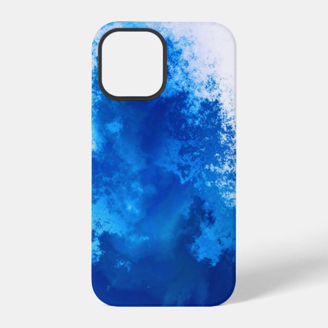 Coque iPhone Conception de couleur Abstraite bleue solide (Verso)