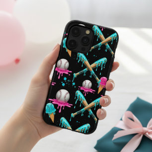 Coque iPhone 15 Pro Conception de crème glacée de baseball qui goutte 