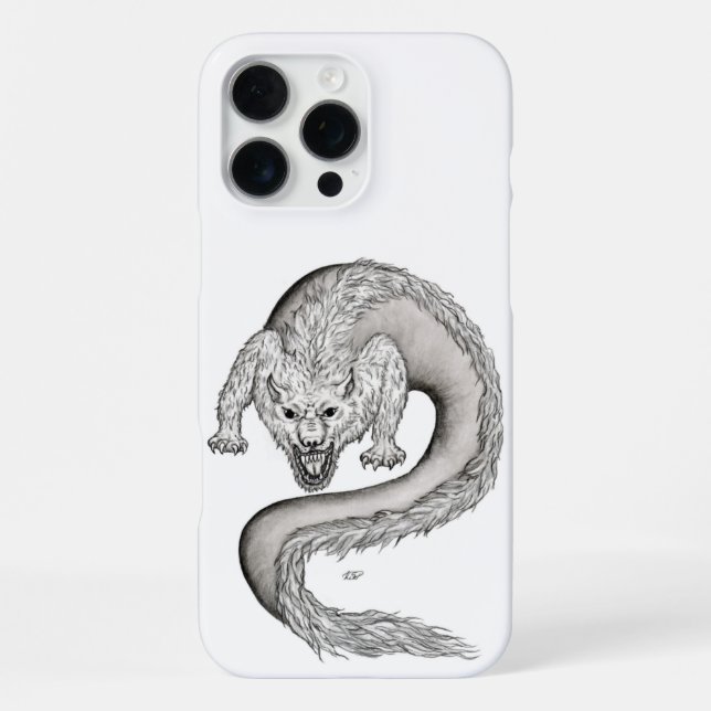 Coque iPhone Conception de dragon loup noir et blanc (Verso)