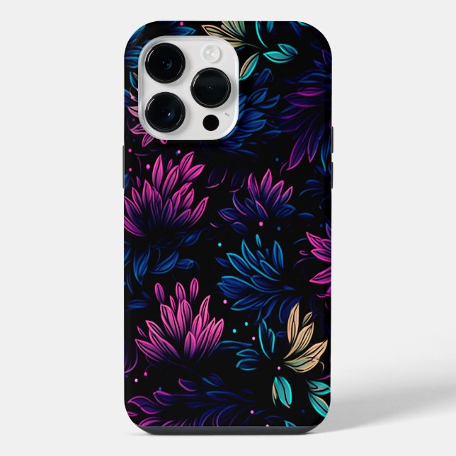 COQUE iPhone CONCEPTION DE FLEUR LUMINEUSE DE MINUIT (Verso)