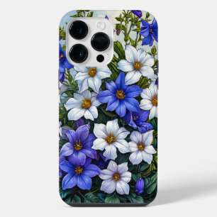 Coque Pour Pour iPhone 14 Pro Max Conception de fleurs botaniques bleues élégantes,