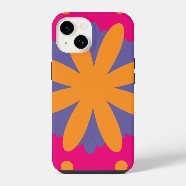 Coque iPhone Conception de fleurs géométriques colorées (Verso)
