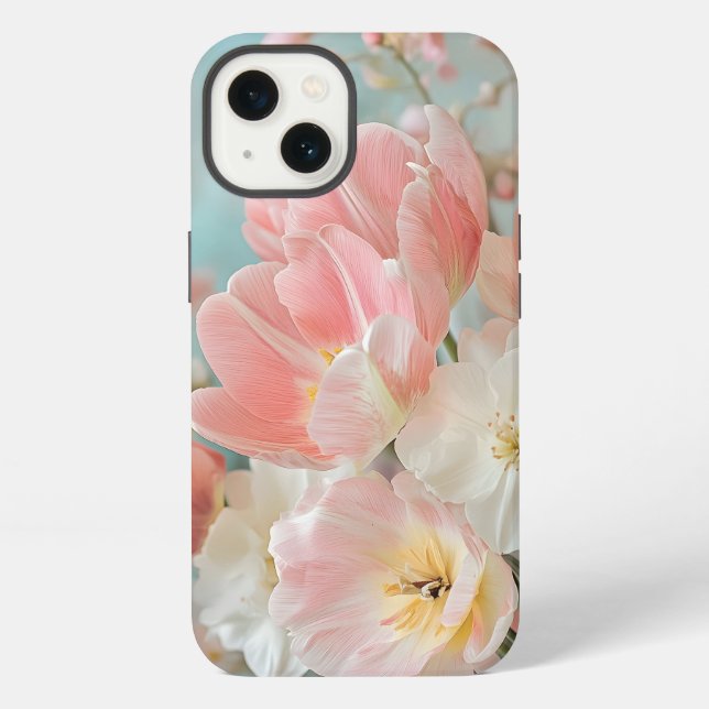 Coque iPhone Conception de fleurs printanières pastel douces Fl (Verso)