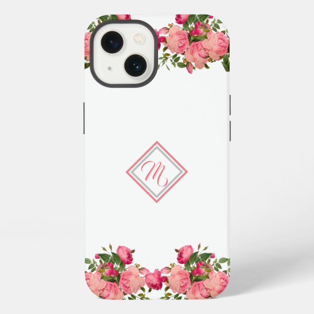 Coque iPhone Conception de fleurs roses avec iPhone C Coque-Mat (Verso)