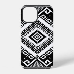 Coque iPhone 12 Conception de fond de motif géométrique ethnique a