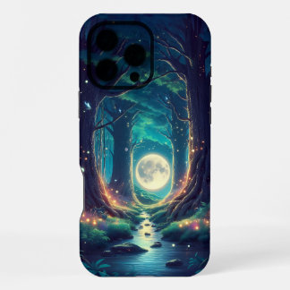 Coque iPhone 16 Pro Max Conception de forêt tranquille et de lune