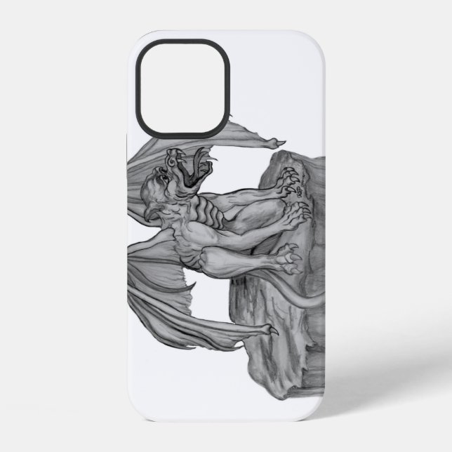 Coque iPhone Conception de Golem Gargoyle noir et blanc (Verso)