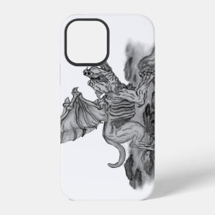 Coque iPhone 12 Conception de Golem Gargoyle noir et blanc