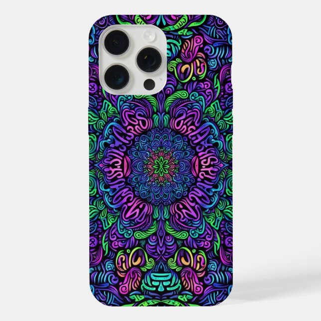 Coque iPhone Conception de graffiti à lumière noire (Verso)