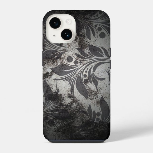 Coque iPhone Conception de grunge noir et argent (Verso)