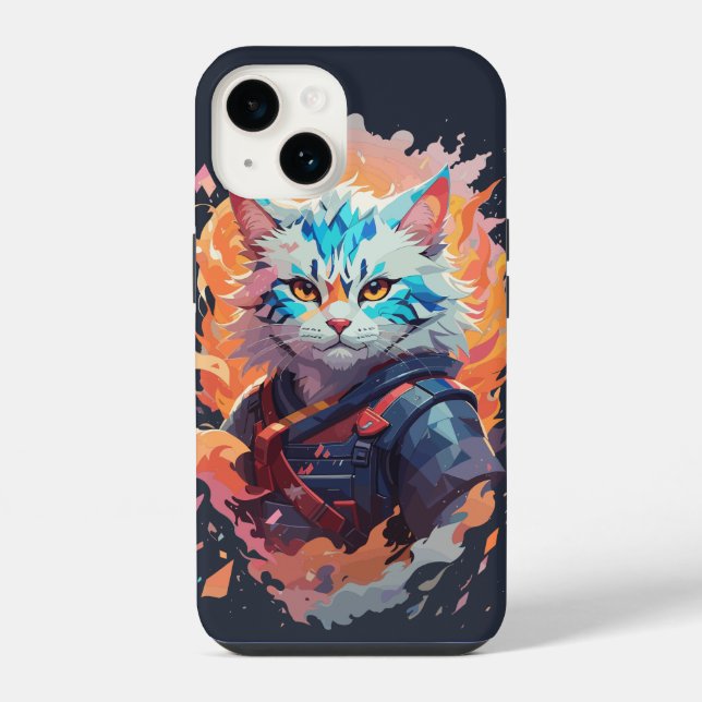 Coque iPhone Conception de guerrier chat ninja mignon (Verso)