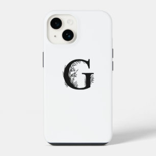 COQUE POUR iPhone 14 CONCEPTION DE LETTRE G MONOGRAMME BLANCHE ÉLÉGANTE