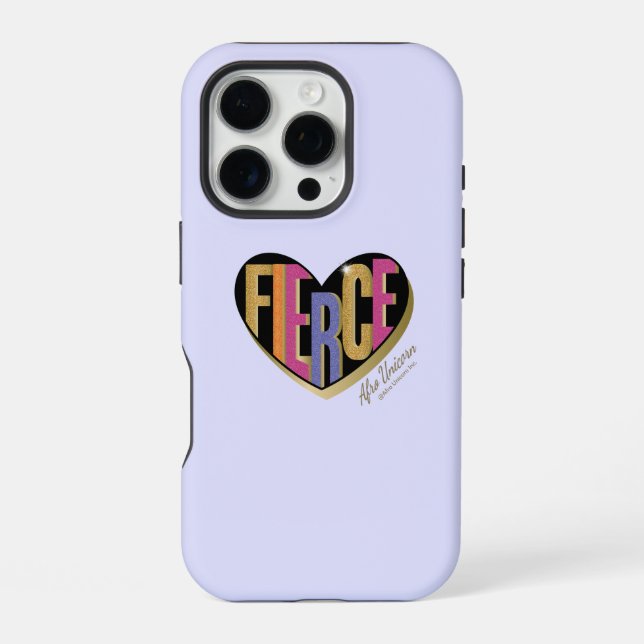 Coque iPhone Conception de licorne afro cœur féroce (Verso)