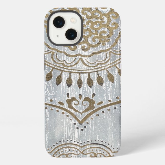 Coque iPhone Conception de Mandala en or (Verso)