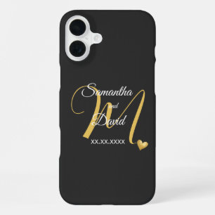 Coque iPhone 16 Plus Conception de monogramme de mariage avec noms et d