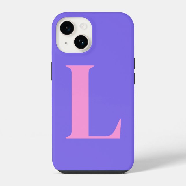 Coque iPhone Conception de monogramme initial rose violet perso (Verso)