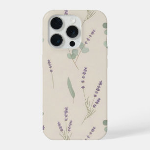Coque iPhone 15 Pro Conception de motif botanique à la lavande et à l'