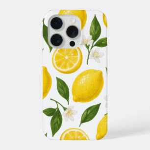Coque iPhone 15 Pro Conception de motif citron   Impression estivale d