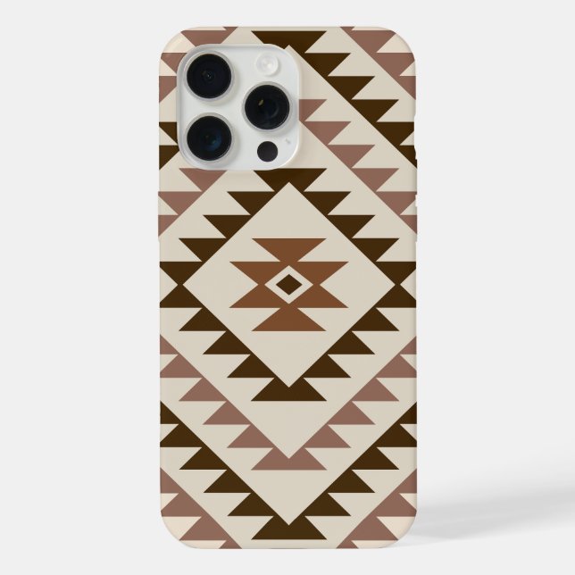 Coque iPhone Conception de motif diamant aztèque Brun+Crème (Verso)