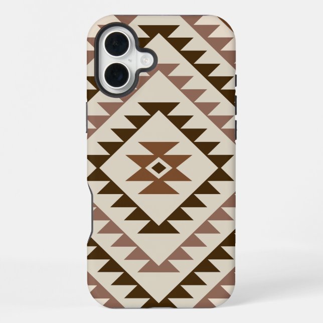 Coque iPhone Conception de motif diamant aztéque marron+crème (Verso)