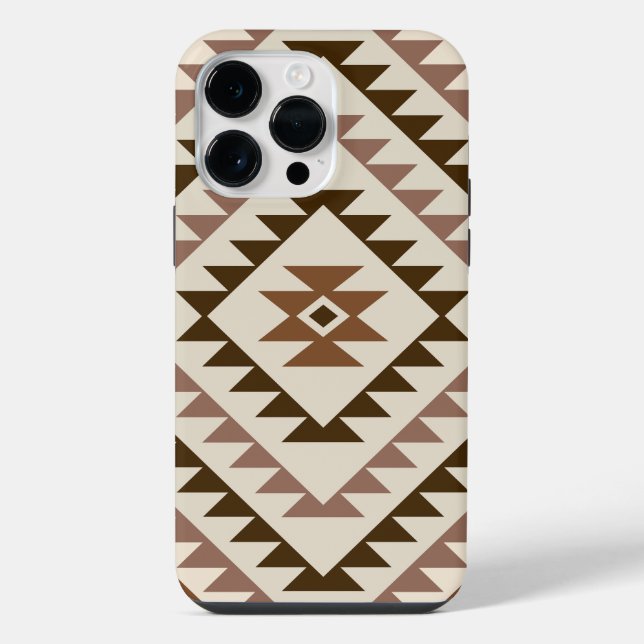 Coque iPhone Conception de motif diamant aztèque marron+crème (Verso)
